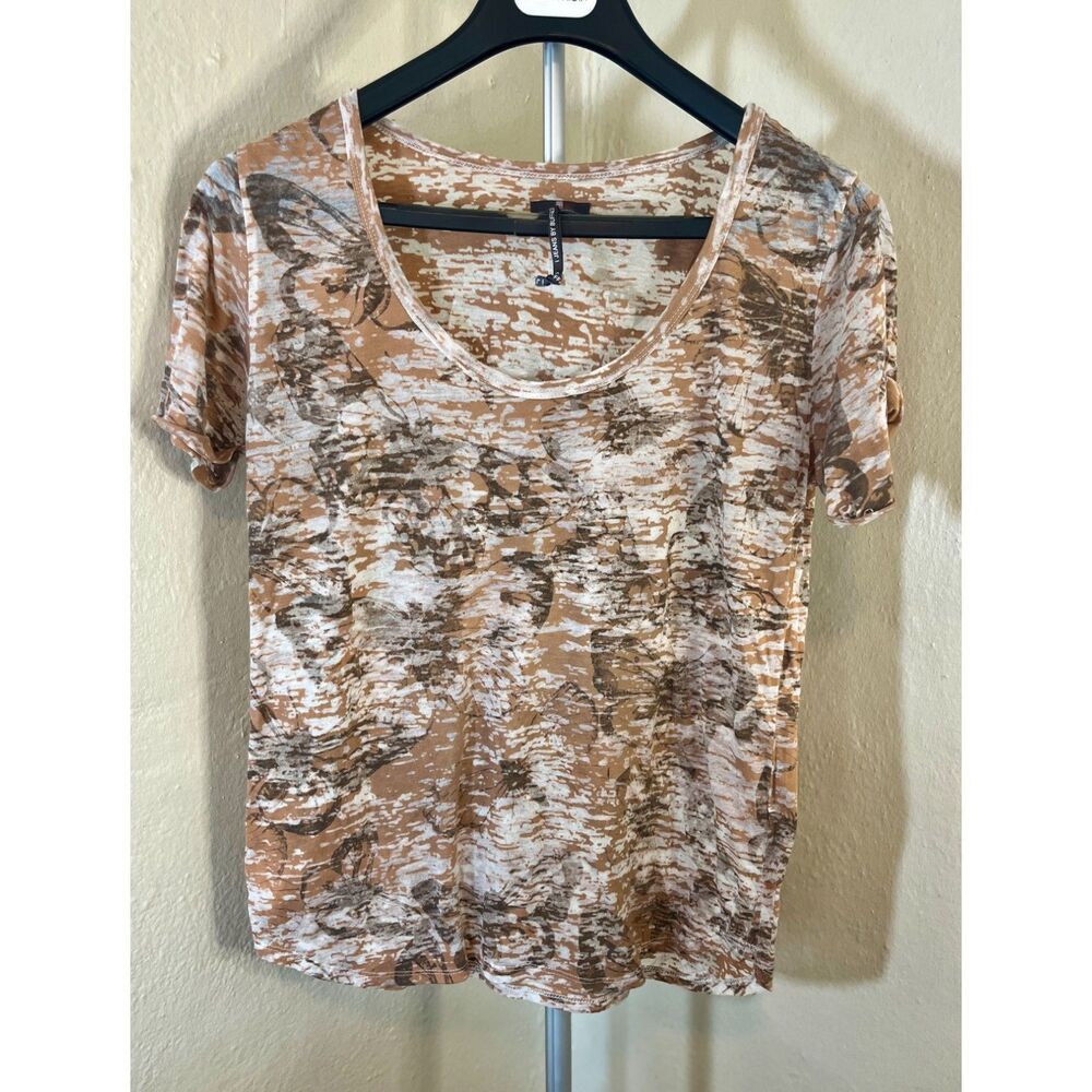 : i Jeans by Buffalo Brown Butterfly Burnout Scoop Neck Tee - Size M